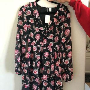 H&M floral long sleeve dress